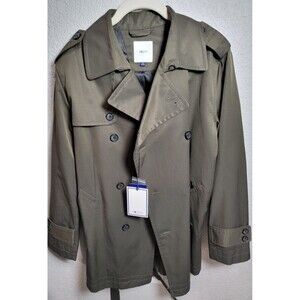 G2000 Men’s Trench Coat Size 48 Olive Green Double Breasted Belted NWT